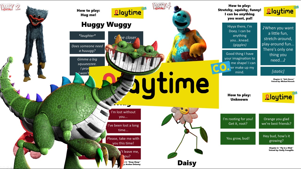 Poppy Playtime CUTOUTS CARDBOARD COMPILATION Chapter 1,2,3,4 | Poppy Playtime Soundboard Voicelines
