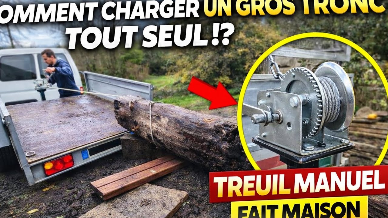 Bricolage d'un support de treuil pour remorque (Je charge un gros tronc!!🌳) #diy #bricolage #bois 