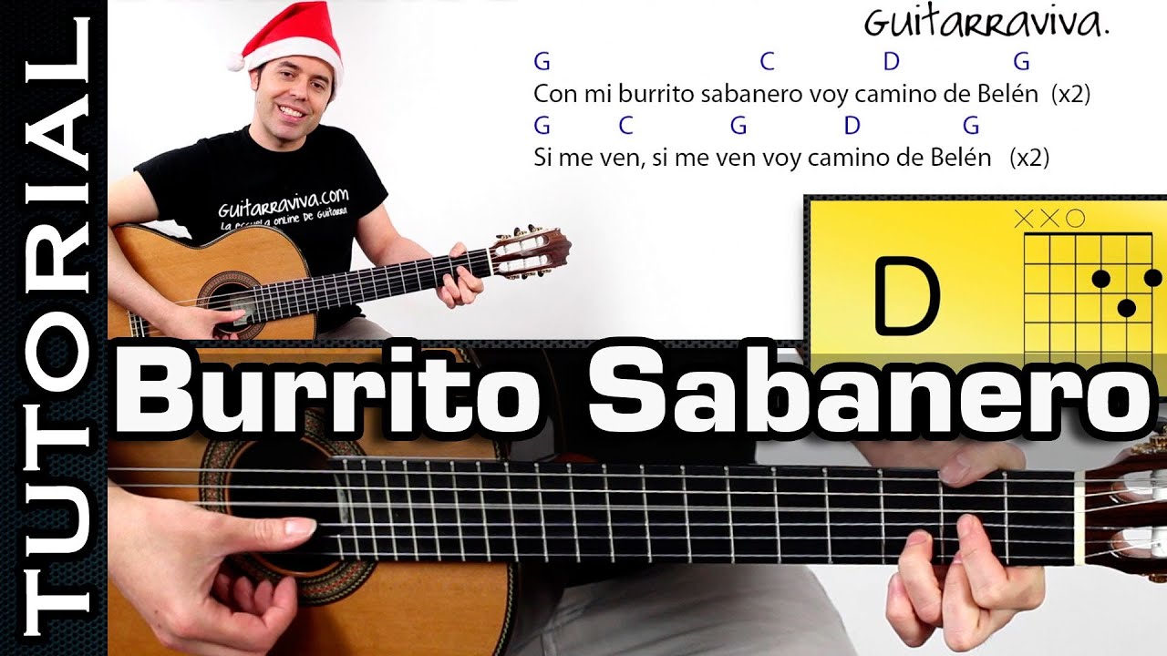Villancico Burrito Sabanero en Guitarra Tutorial MUY FACIL  con acordes  completo