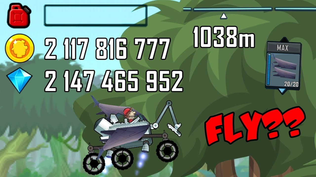 Hill Climb Racing - MOONLANDER Full Upgrading! Unlimited Coins, Unlimited Fuel, Unlimited Gems