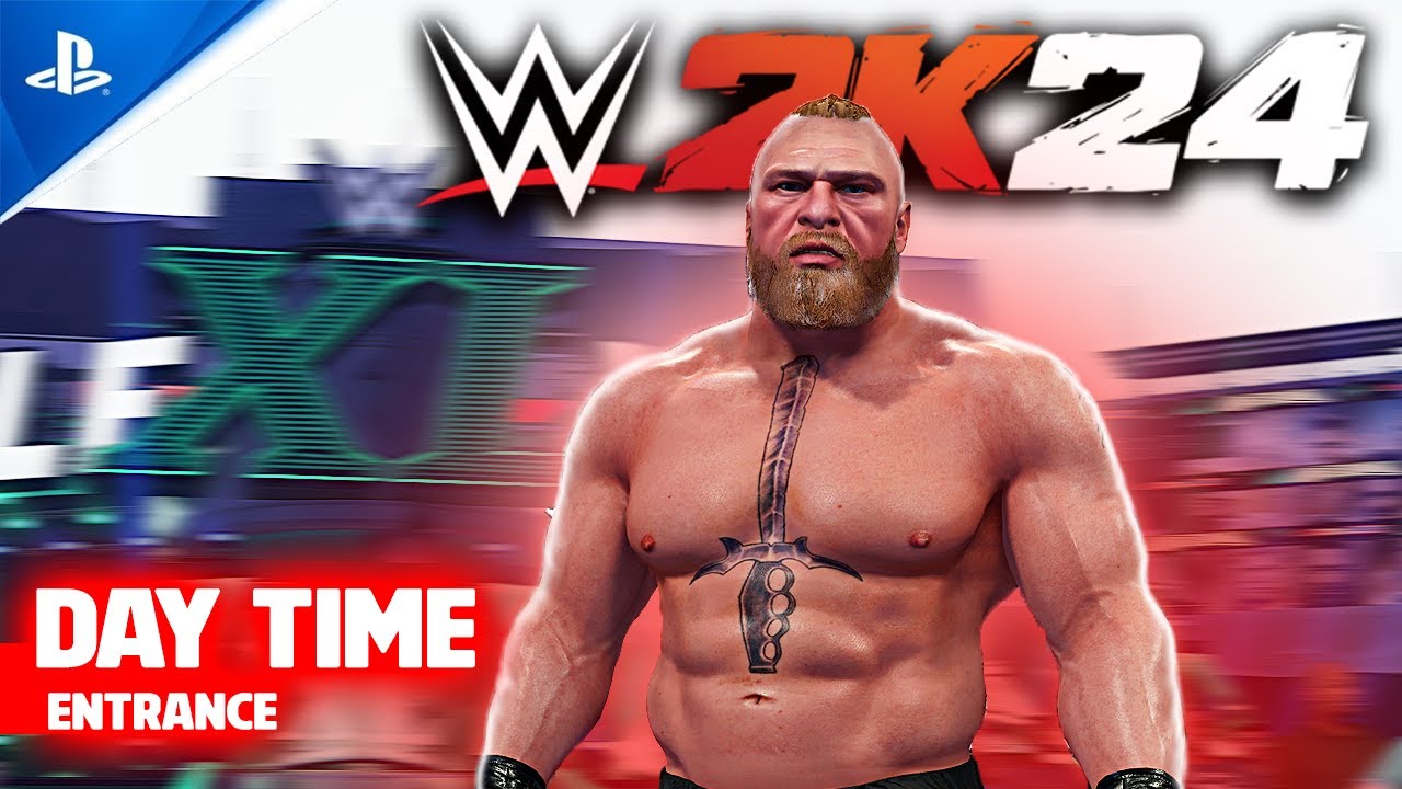 WWE 2K24 Brock Lesnar DAY TIME Entrance | Finisher, Signature & More! (WWE 2K24 Gameplay Concept)