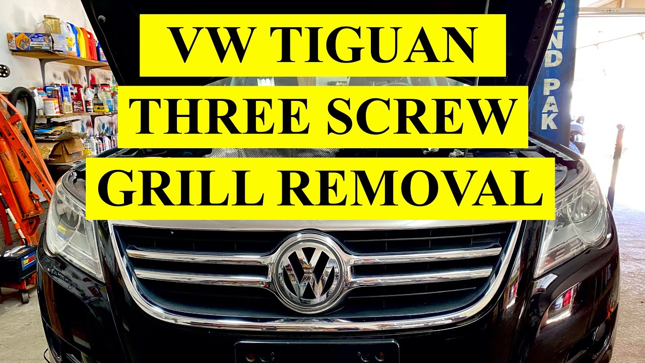 Простая демонтаж решетки радиатора с помощью 3 винтов на VW Tiguan 2007-2011