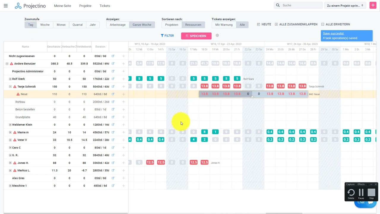 Projectino.de - Ressourcenmanagement ausgerichteten Projektmanagement-Tool.