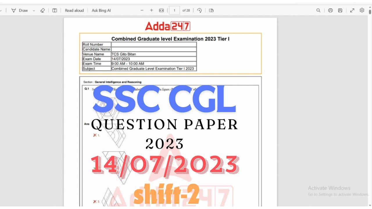 SSC CGL previous year papers 2023|ssc cgl 14/07/2023 shift 2|cgl|ssc