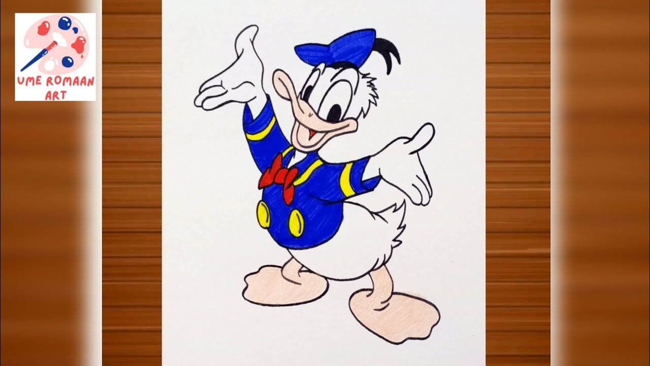 🎨 How to Draw Donald Duck | Easy Cartoon Drawing Tutorial for Kids | Ume Romaan Art