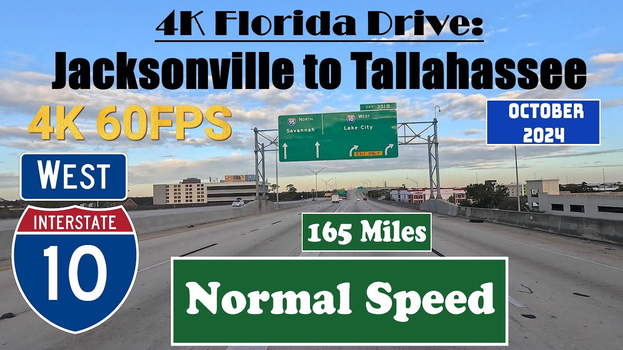 4K Florida Drive: Jacksonville to Tallahassee. I 10 West. Interstate10 West