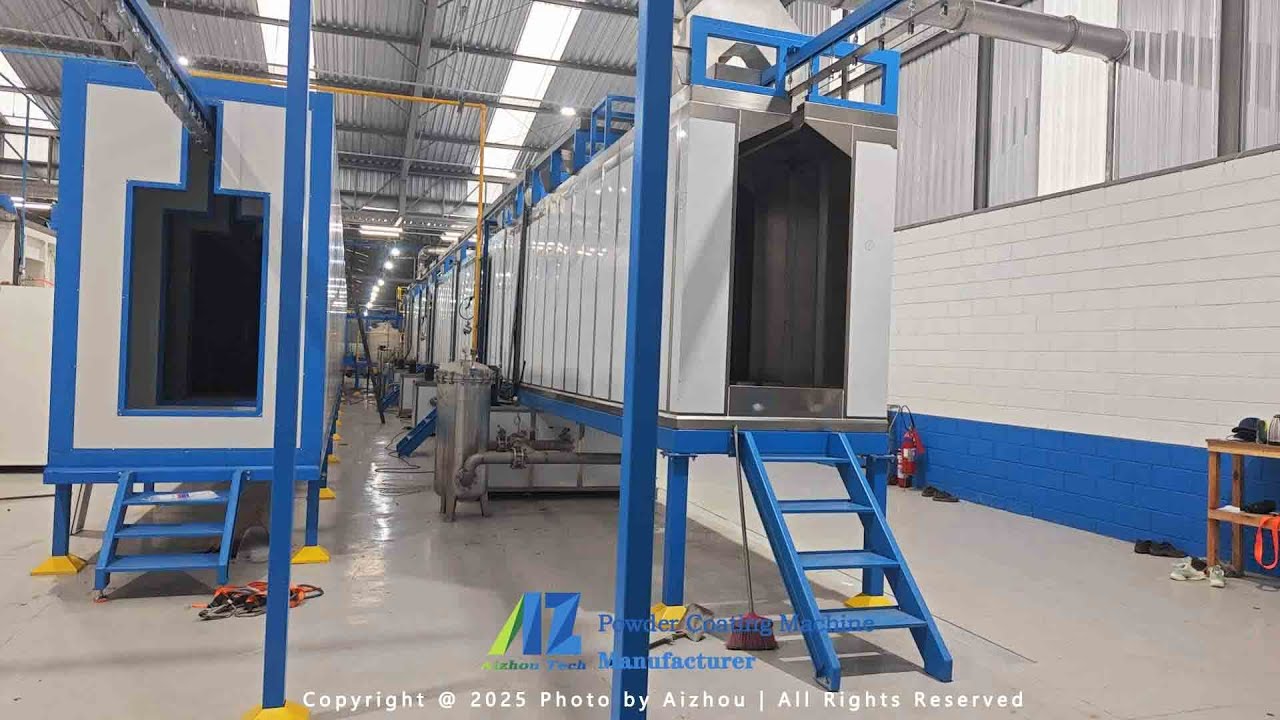 Large Powder Coating line  with pretreatment made by Yantai Clear Coating Equipment
