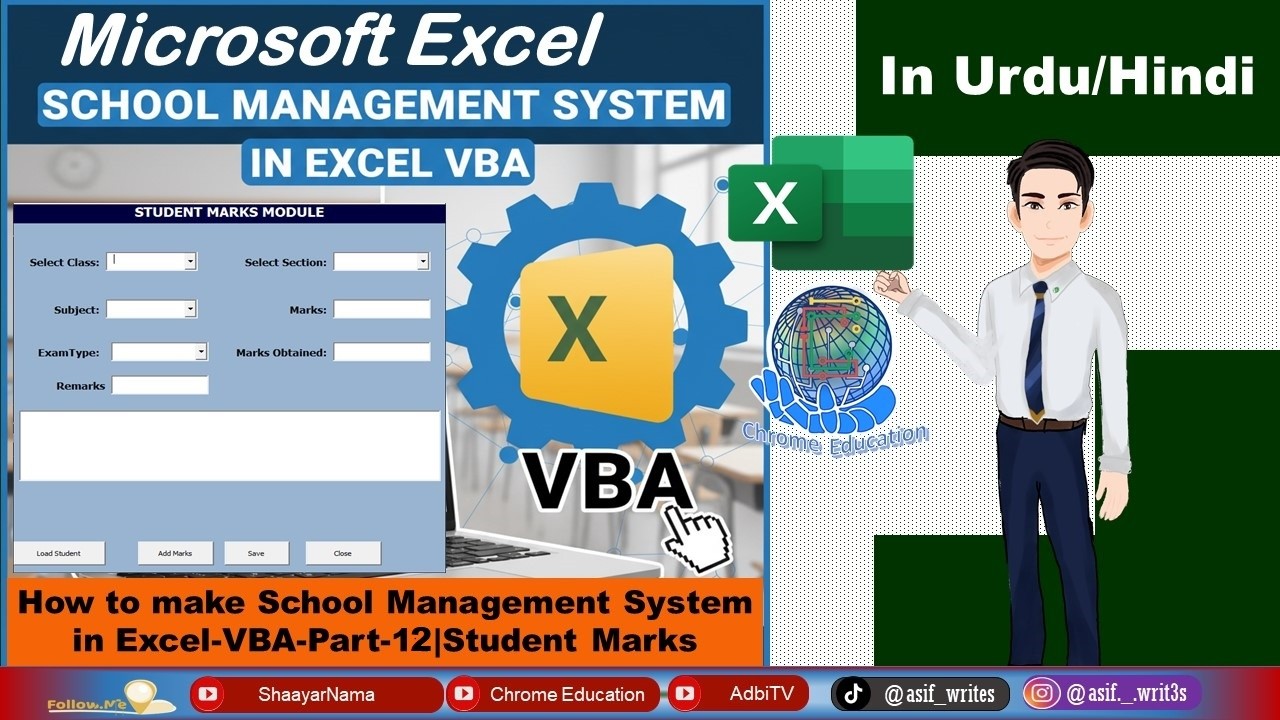 School Management System in MS-Excel-VBA Part-12|How to Make School Management Software|SMS in Excel
