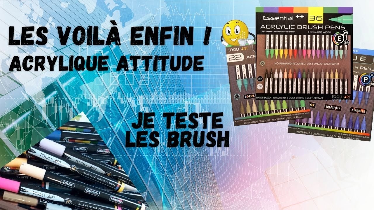 Feutres Acryliques BRUSH Tooli Art -  avis et test dans un coloriage / Acrylic Brush Pens