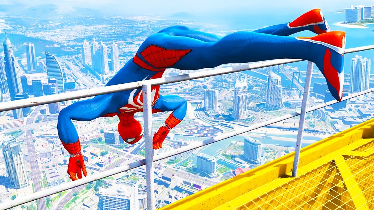 SPIDERMAN CRAZY JUMPS/FALLS #34 (GTA 5 Spider-Man Fails)