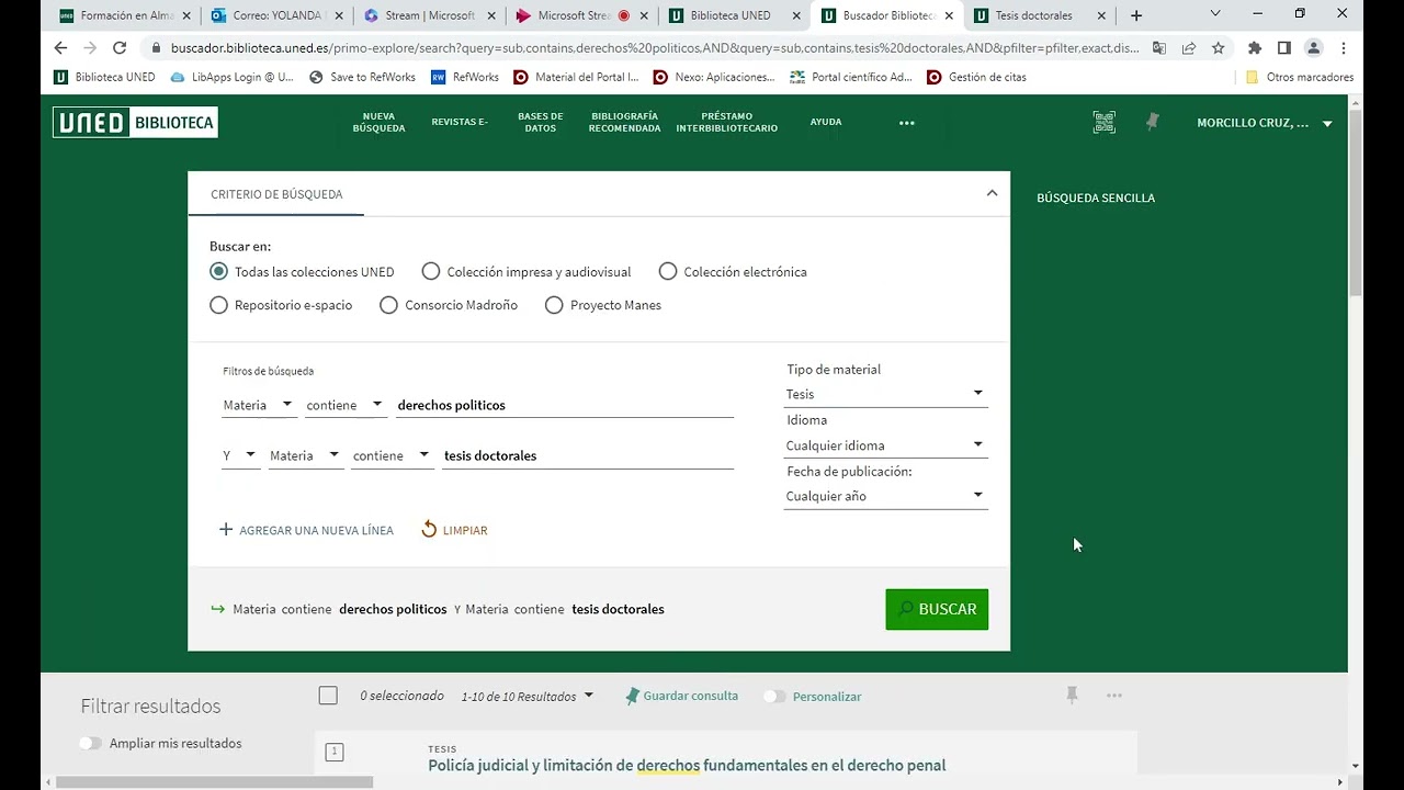 Cómo buscar tesis doctorales inéditas leídas en la UNED en el Buscador de la Biblioteca