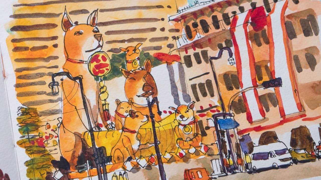 Sketching the Giant Dogs in Chinatown