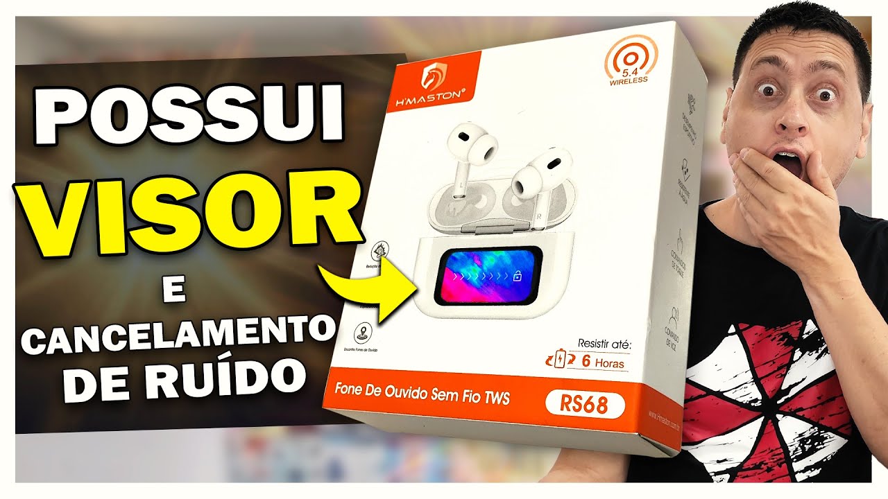 Fone Bluetooth H'maston RS68 com visor e ANC - Unboxing e Review