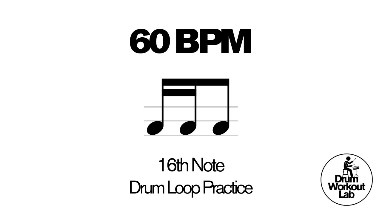 16th Note Drum Exercise | 1 e & | 60 BPM | Drum Loop