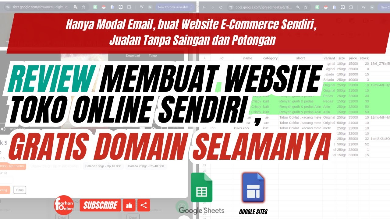 Cara Membuat Website Toko Online Gratis untuk UMKM Wajib Tahu ! (DB Google Sheets) review web