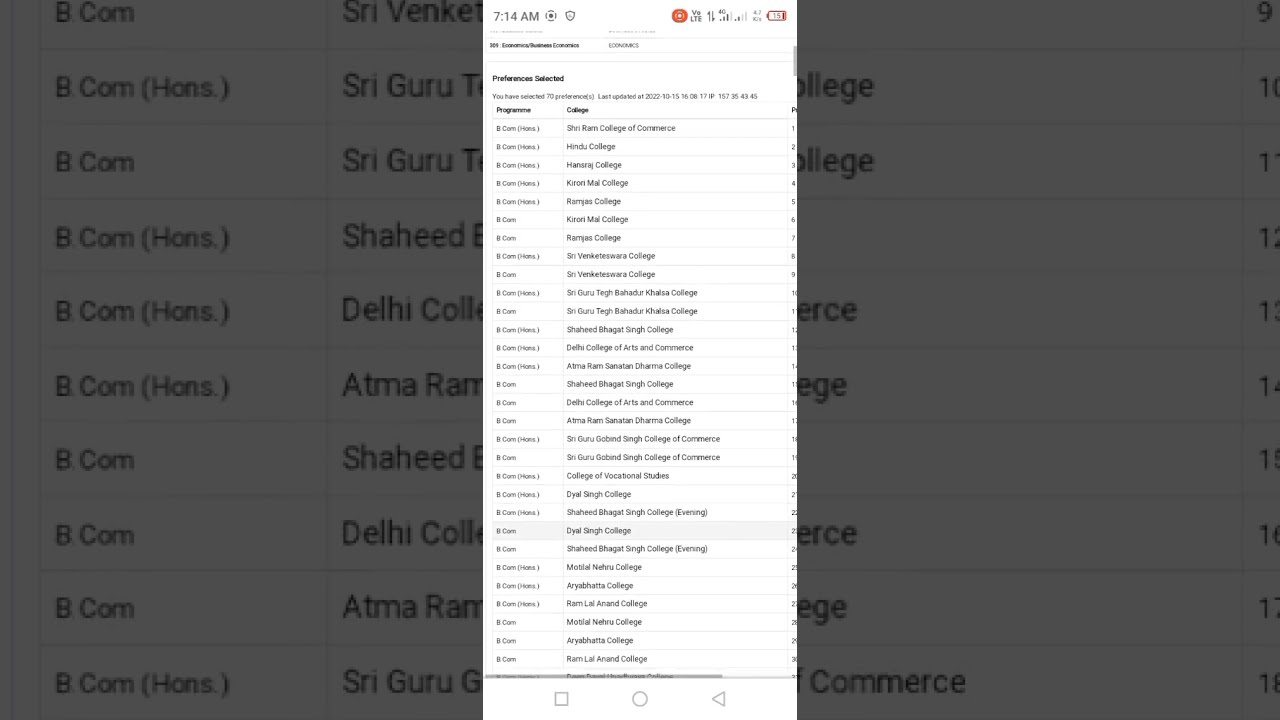 My Preference List for Delhi University l Bcom Hons)& Bcom (Prog) l #du preference list for commerce