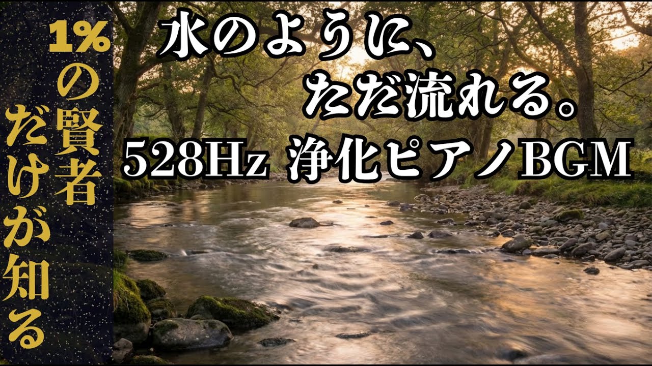 清流のせせらぎと528Hzピアノ｜心を洗い流す、森の浄化時間｜瞑想・作業用・睡眠導入BGM