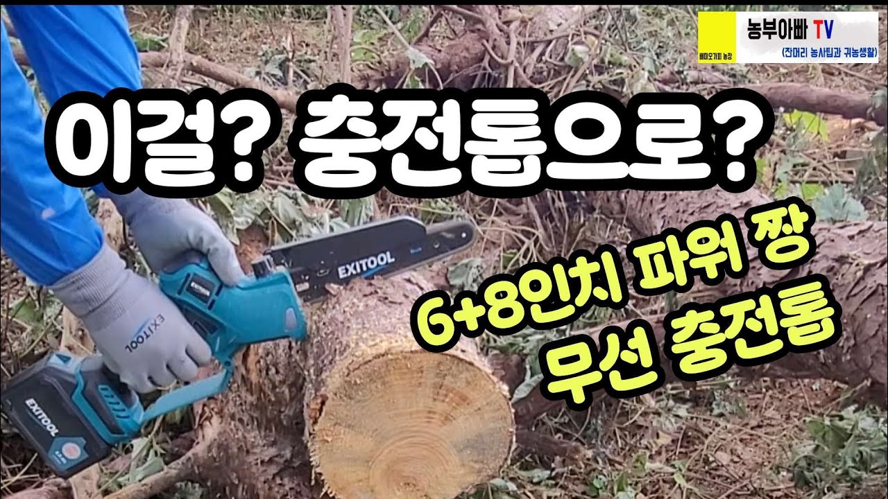 힘좋은 무선충전톱 추천. 엑시툴 무선 체인톱 이거 정말 물건이네요