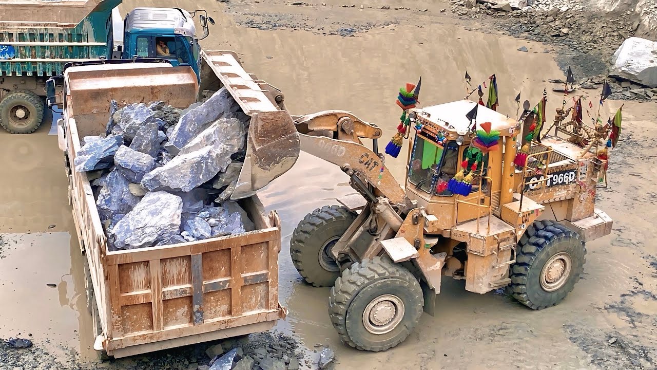 Massive Rock Loading Show By Powerful 966 Wheel Loader 