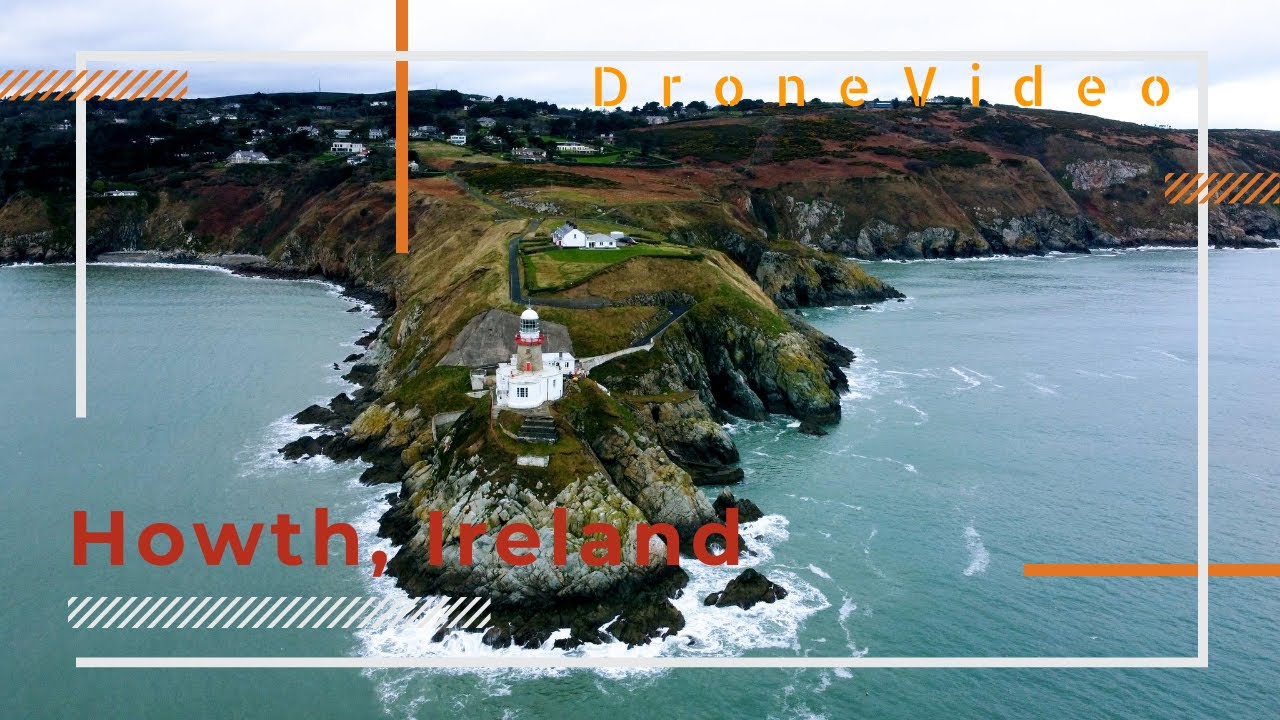 Howth,Howth Harbour, Ireland, suburb of Dublin - 4k drone shooting