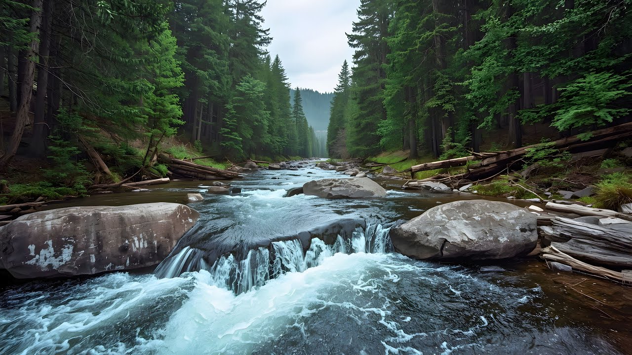 Deep Sleep with Peaceful Forest Waterfall Sounds | Flowing Water