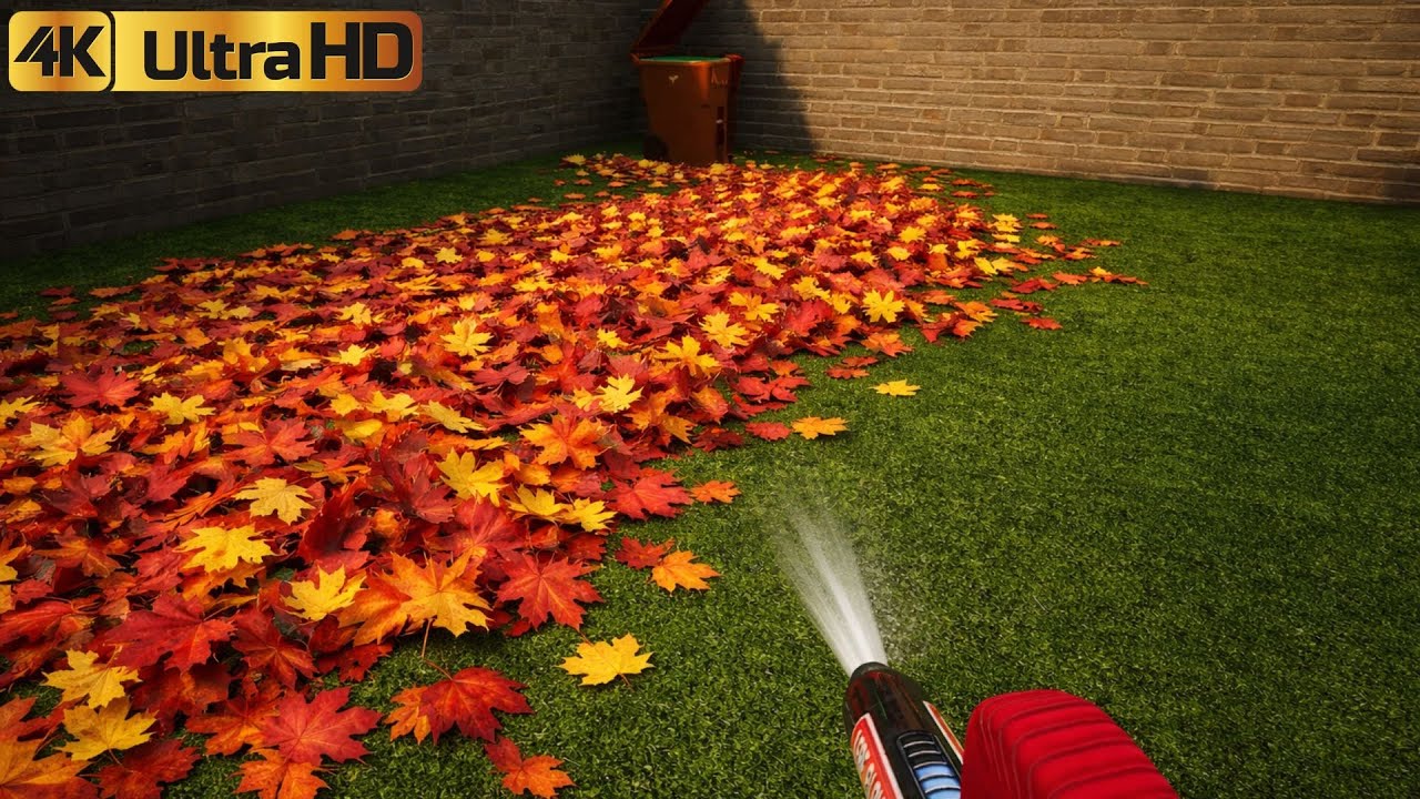 Leaf Blower Co Gameplay 4K | Ultra Satisfying Leaf Cleanup | No Commentary