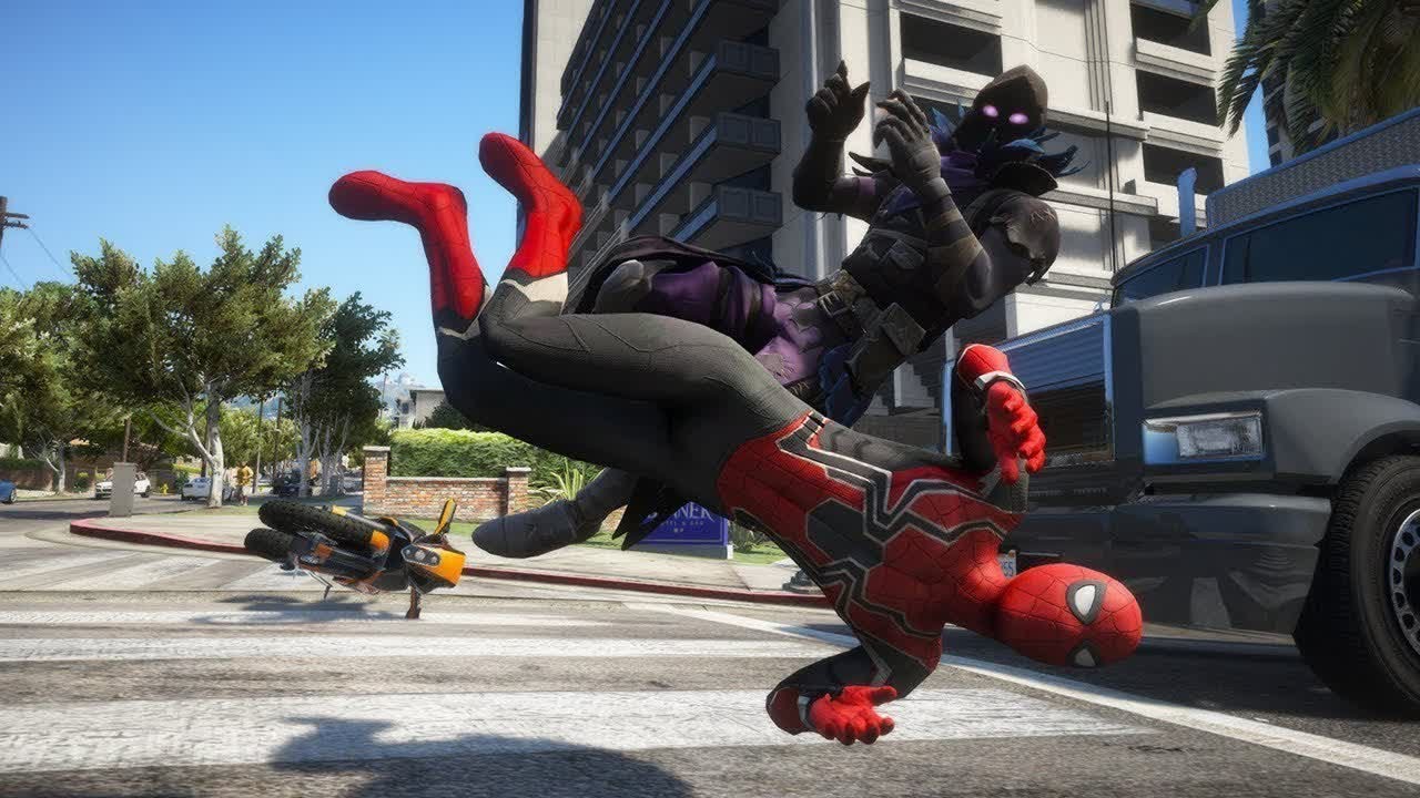 GTA 5 SUPERHEROES vs FORTNITE Ragdolls #1 (Jumps/Falls/Fails) Funny Moments