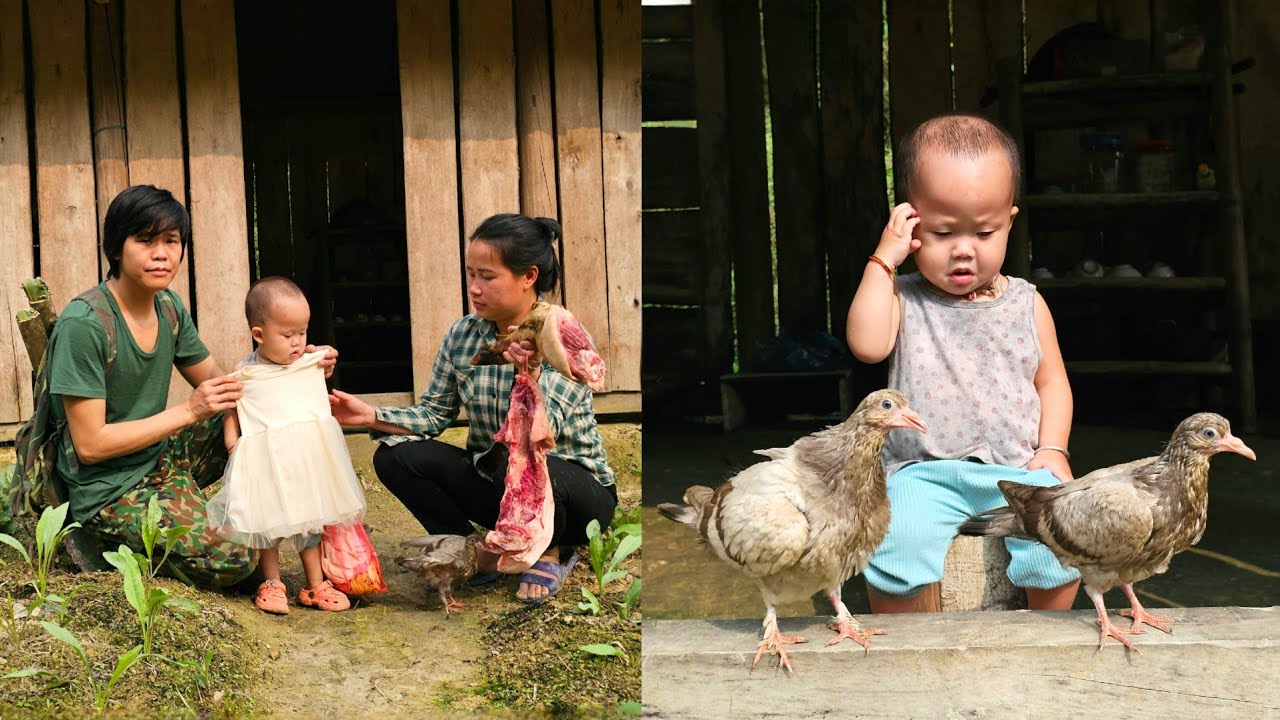 life in the mountains, farming in the forest, bringing gifts home to visit wife and children