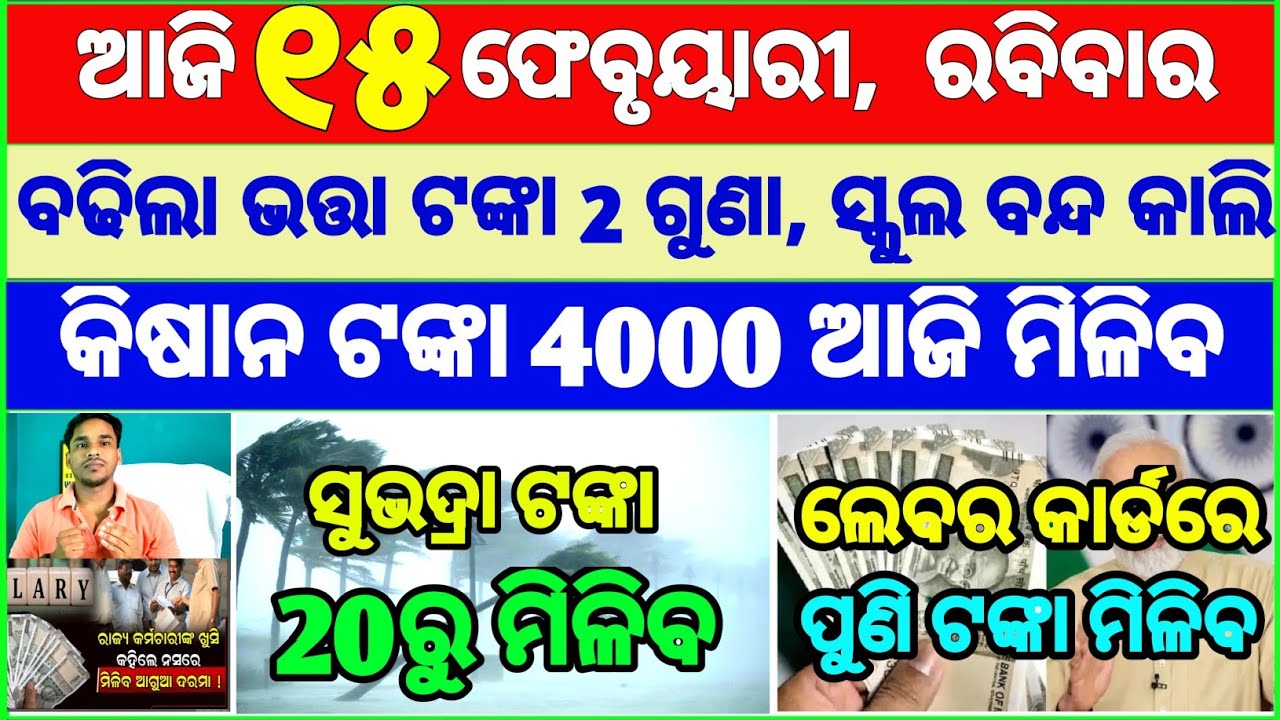 Today's breaking news odisha || Odia News | 15 February 2026 | CM Kisan |subhadra yojana online aply