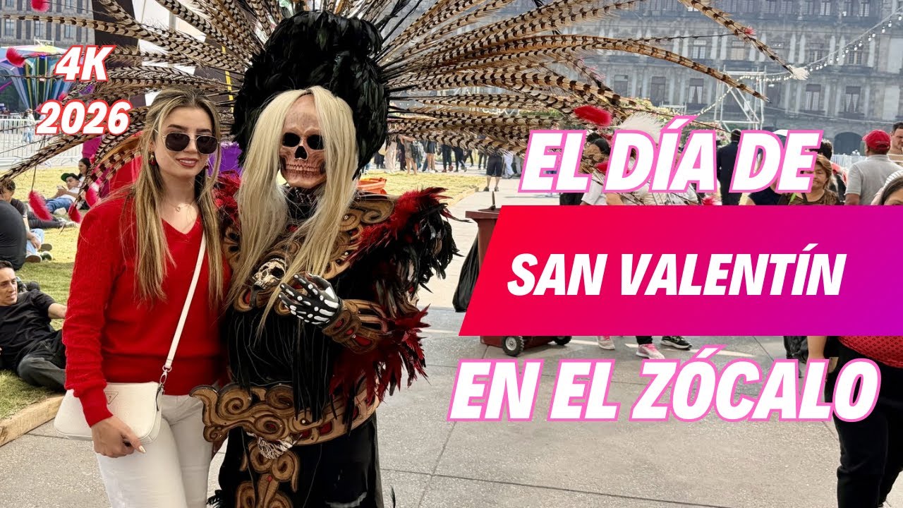 El ambiente de San Valentín en el Zócalo🇲🇽.#cdmx #4k #zocalo #valentinesday #travel #2026 #turismo