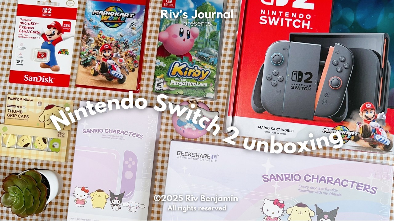 Nintendo Switch 2 (Mario Kart World Bundle) aesthetic unboxing + accessories 🌻🎮📦 ✨