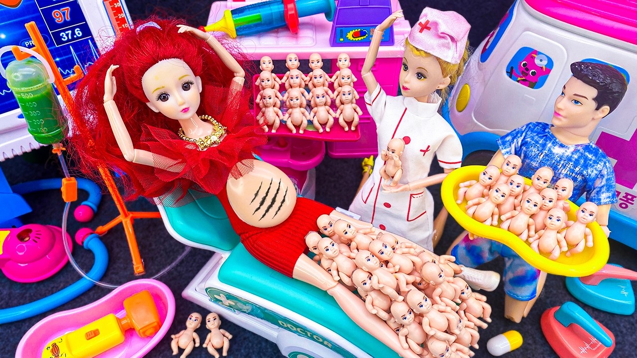 10 Minutes Satisfying with Unboxing Barbie Family Playset，Cute Pinkfong Ambulance Car Toys ASMR