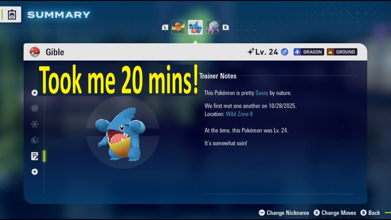 How to catch SHINY GIBLE FAST in Pokemon Legends ZA *SHINY CHARM NOT NEEDED*