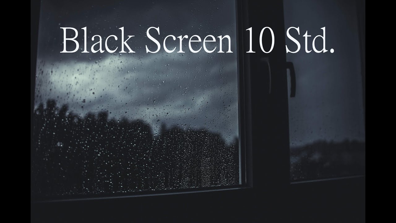Regen gegen Fensterscheibe mit Gewitter 10 Stunden, Black Screen