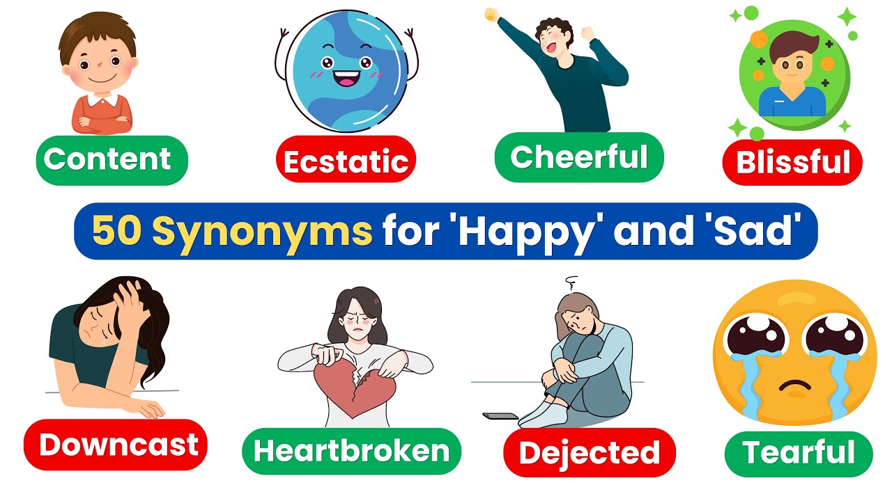 50 Synonyms For 'Happy' and 'Sad' to Enrich Your English Vocabulary