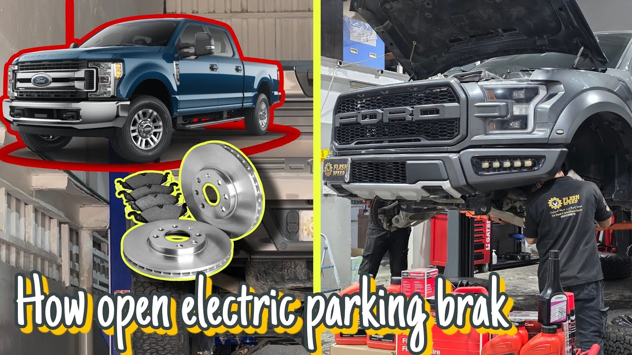 How open electric parking brak ford raptor mode 2020 change brak pad rear 