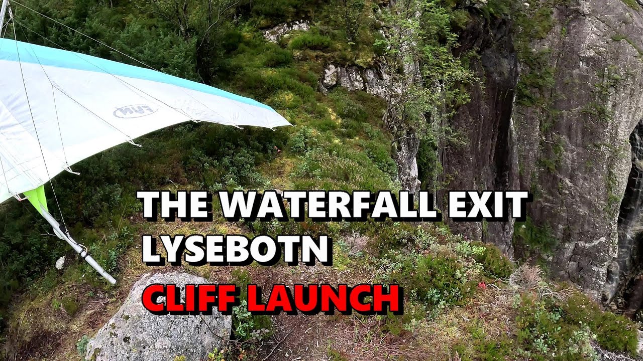 LYSEBOTN WATERFALL CLIFF EXIT ( setting up the glider )