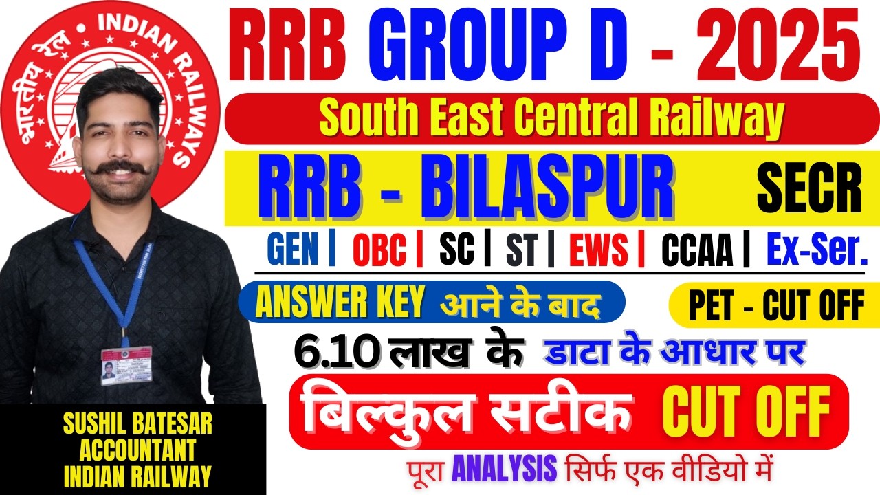 RRB Bilaspur Railway Group D 2024 Cut OFF | RRC Bilaspur SECR | Cut off | RRB Group D Cut off 2025