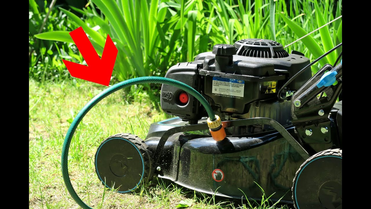 System mycia kosiarki TEST Lawn mower washing system