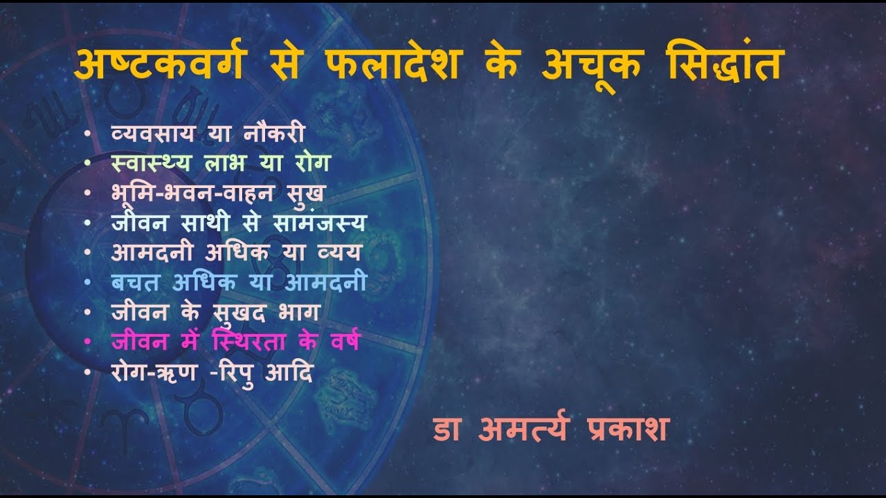 अष्टकवर्ग से फलादेश के अचूक सिद्धांत -डा अमर्त्य प्रकाश