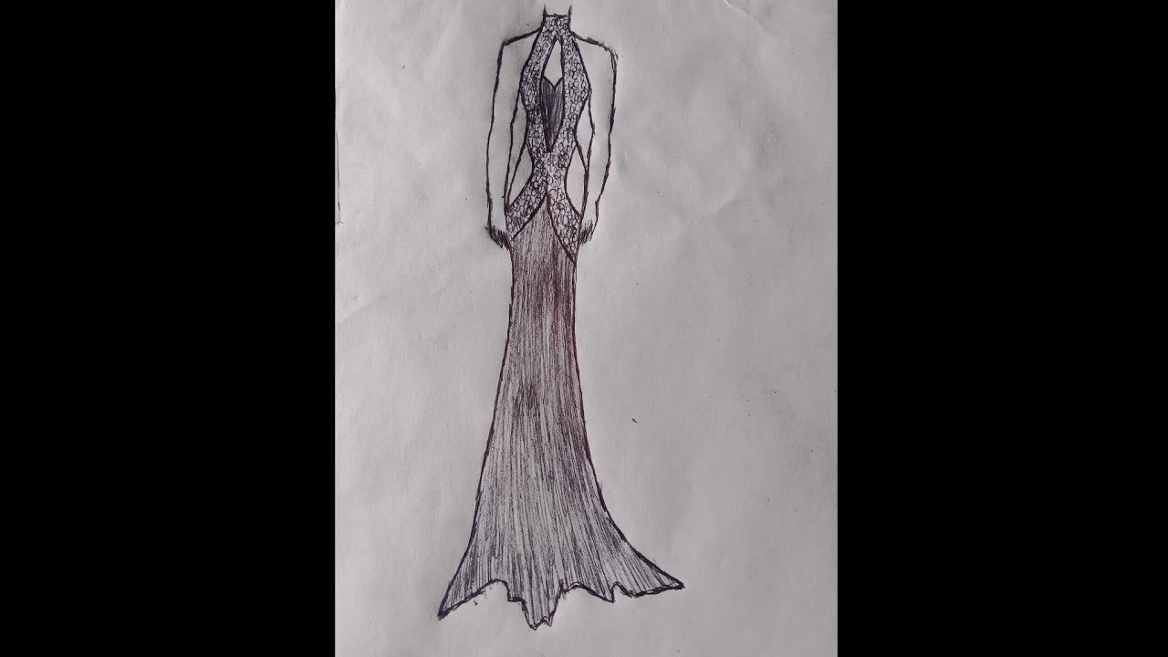Gorgeous evening gown dress sketch design step by step watch full sketch video 