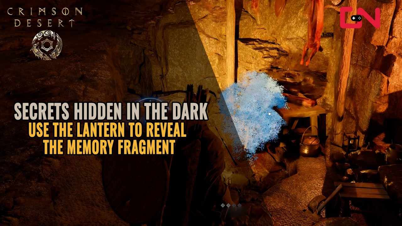 Crimson Desert Secrets Hidden in the Dark - Use the lantern to reveal the memory fragment