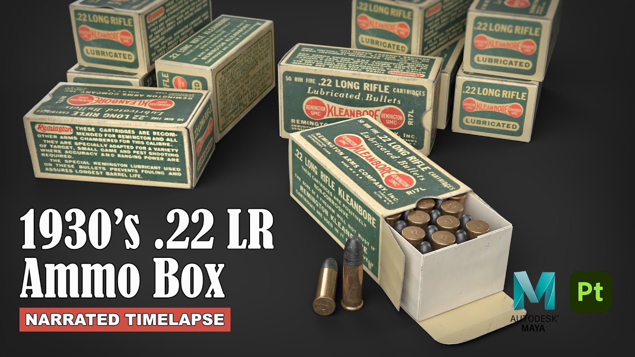 1930's .22LR Ammo Box | Autodesk Maya + Substance 3D Painter