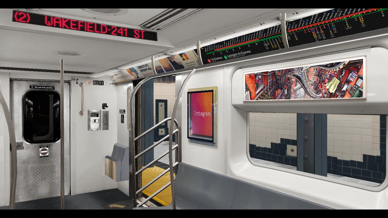 OpenBVE R142 Test Run: From Flatbush Av to Wakefield 241 St (Interior Signage, Time & Stripmap Test)
