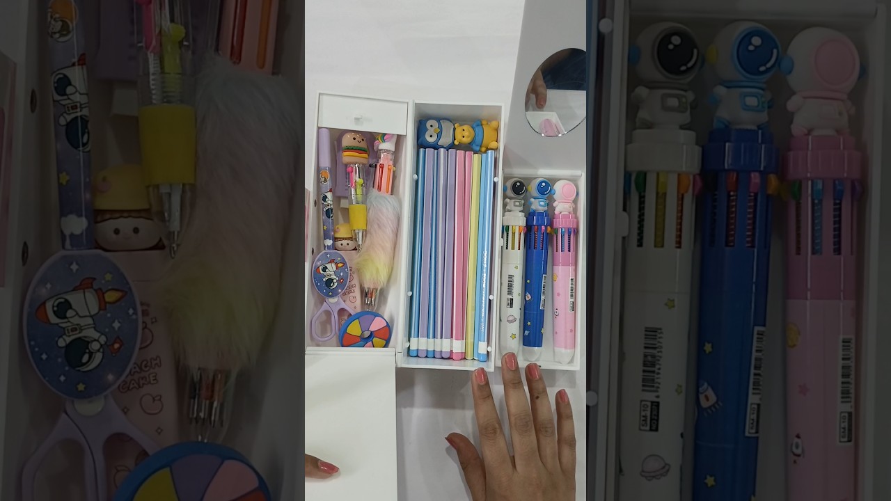Unicorn jumbo pencil box with password- filling pen, pencil-erasers,etc #stationery #backtoschool