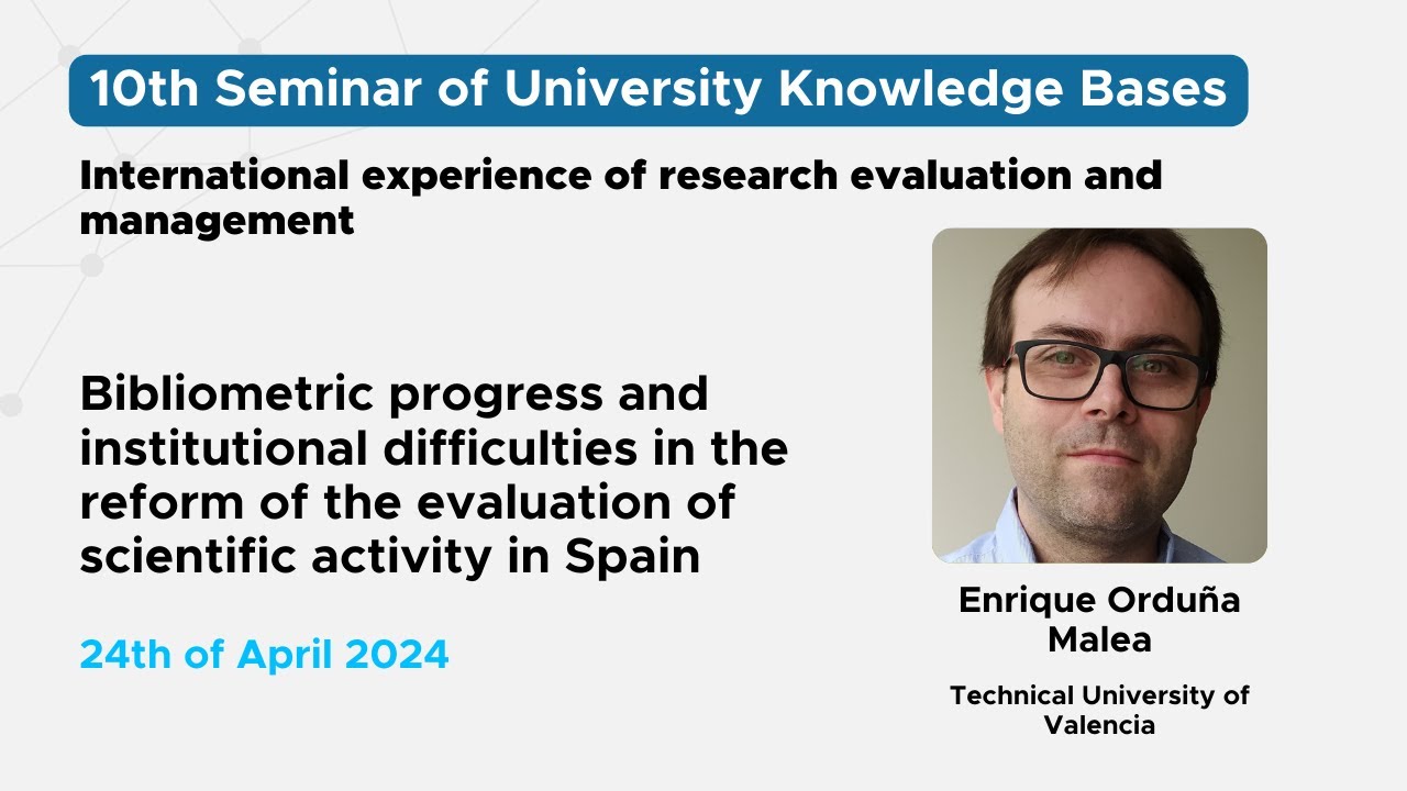 Enrique Orduña Malea, TUV, Bibliometric progress and institutional difficulties in the reform...