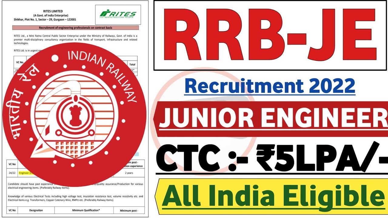RRB JE 2022 Notification | All India | Recruitment 2022 | Job Vacancy 2022 | RRB JE Vacancy 2022