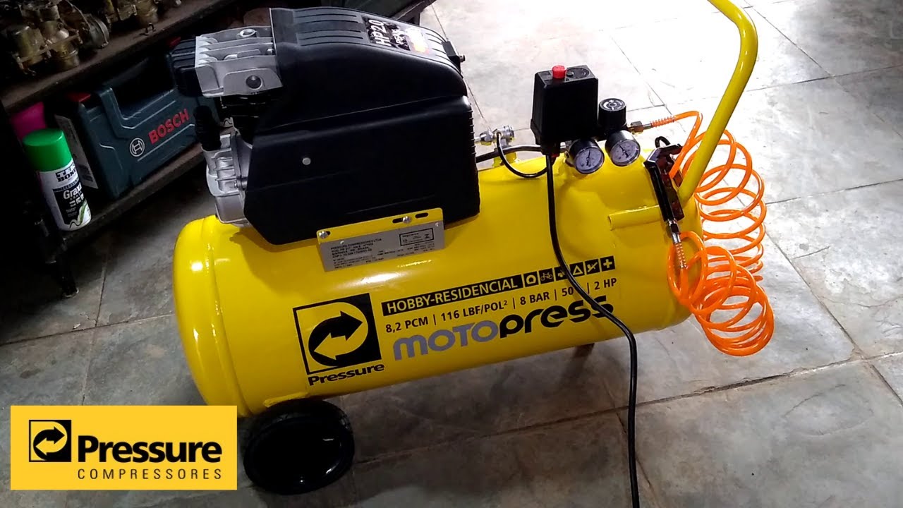 Compressor de Ar 50 litros MotoPress da Pressure Aquisição na Garagem