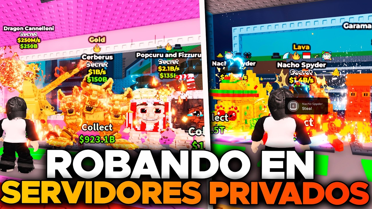 ROBANDO en SERVIDORES PRIVADOS y CONSEGUI mi PRIMER DRAGON y NACHO SPYDER en Roba un brainrot