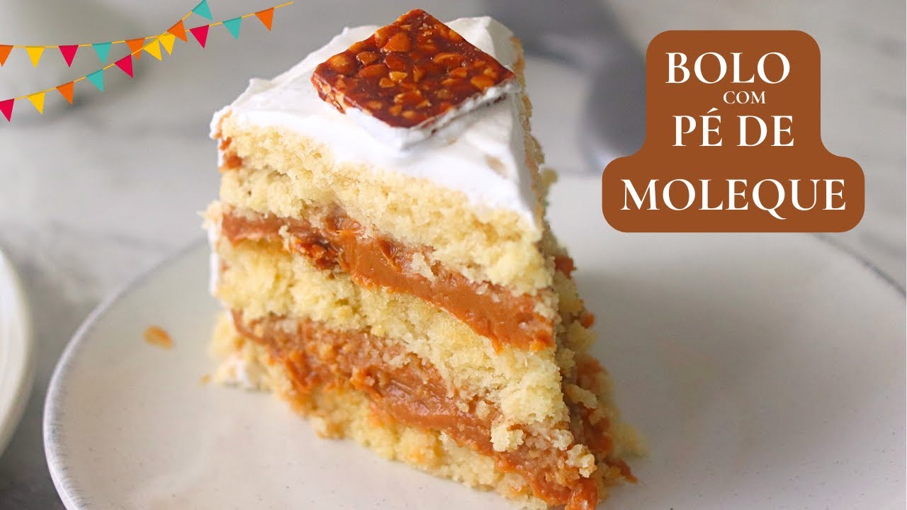 BOLO COM PÉ DE MOLEQUE E DOCE DE LEITE | MASSA AMANTEIGADA DELICIOSA | BOLO GELADO PARA FESTA JUNINA